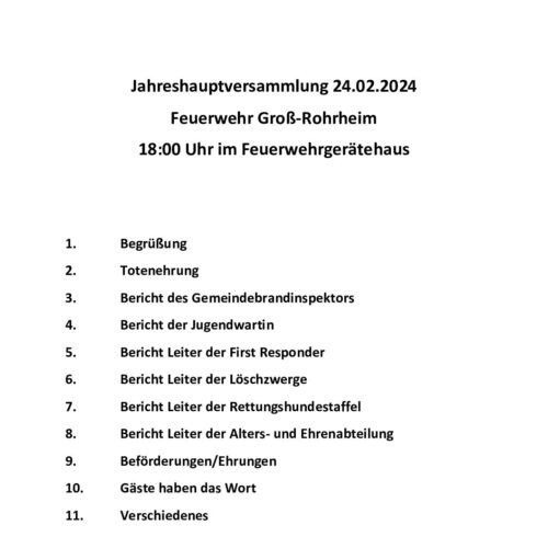 Jahreshauptversammlung 2024